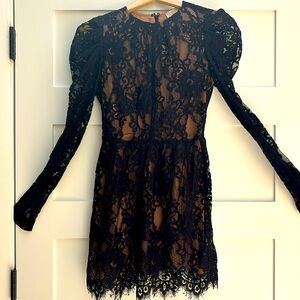 Black lace mini long sleeve dress